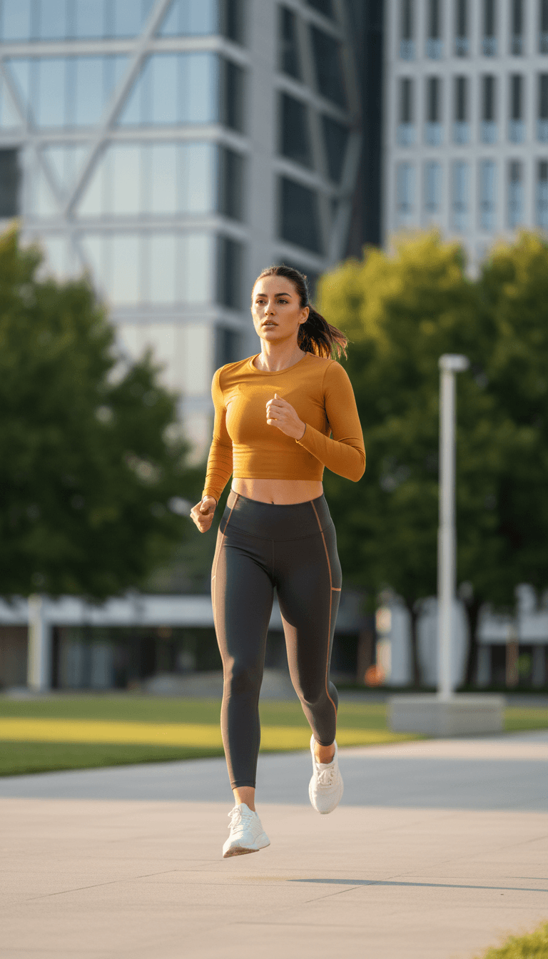 Woman runner with peace of mind during solo workout